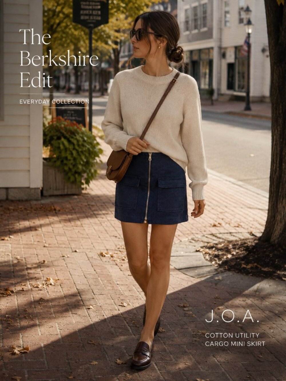 J.O.A. Navy Cargo Mini Skirt Cotton Stretch Utility Zip Front Size M
